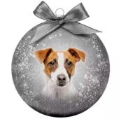 PLENTY GIFTS KERSTBAL FROSTED JACK RUSSEL ZILVER